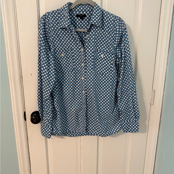 J. Crew Blue and White Patterned Button-Up Shirt - Picture 9 of 12